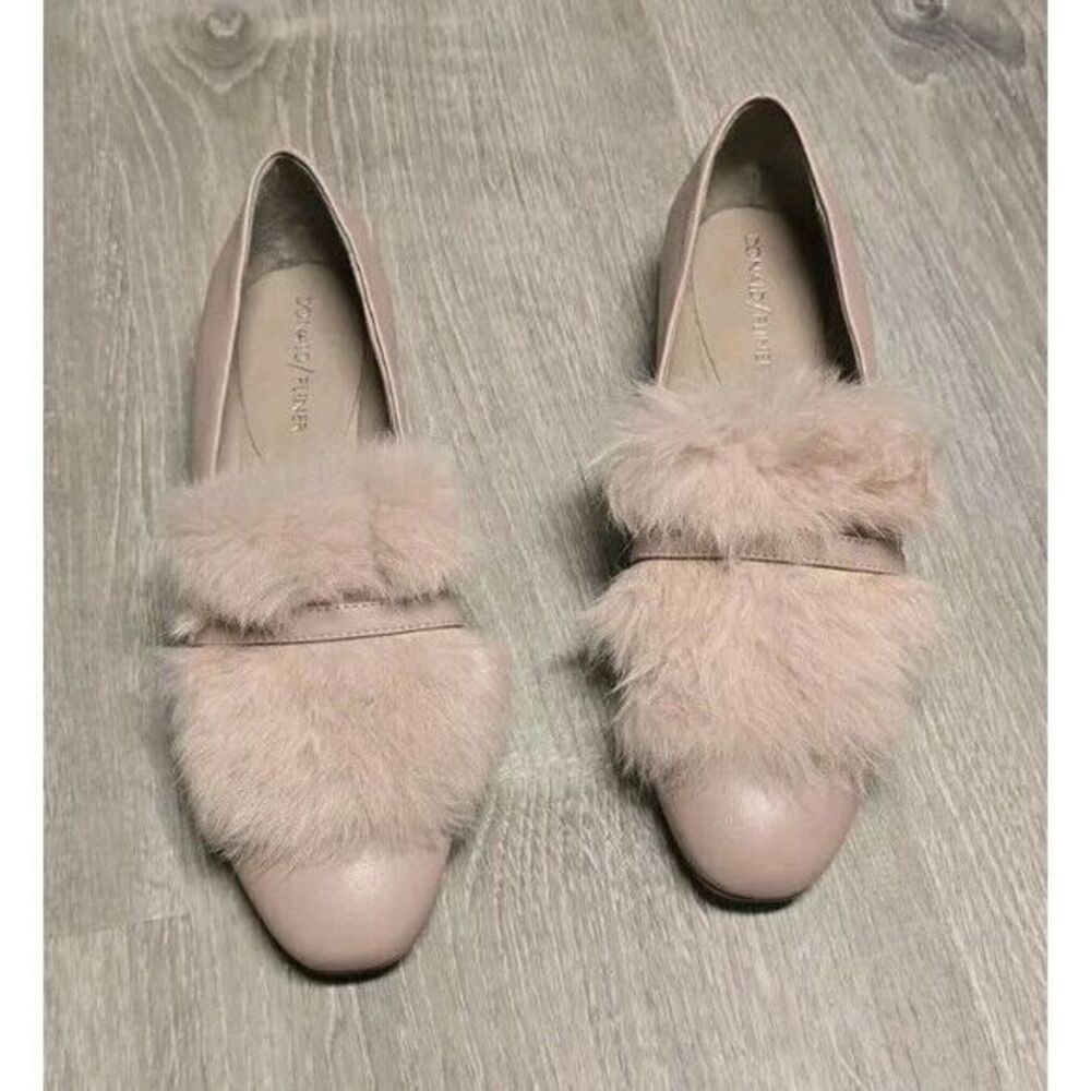 Donald J. Pliner  Lilian Women's Pink Leather & Rabbit Fur Loafers‎ Size 7.5M